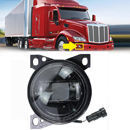 LED Fog Lights Assembly for Kenworth T660 2013-2021, Peterbilt 579 2013-2022, Peterbilt 587 2013-2022,  Black Housing Fog Lamp
