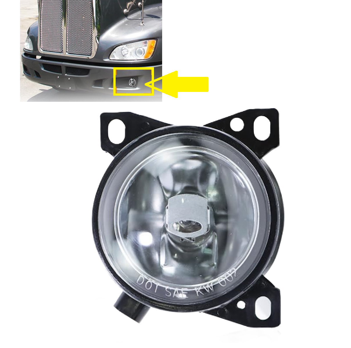 Fog Lights Assembly for Kenworth T660 2008-2015, Clear Lens White Housing Fog Lamp