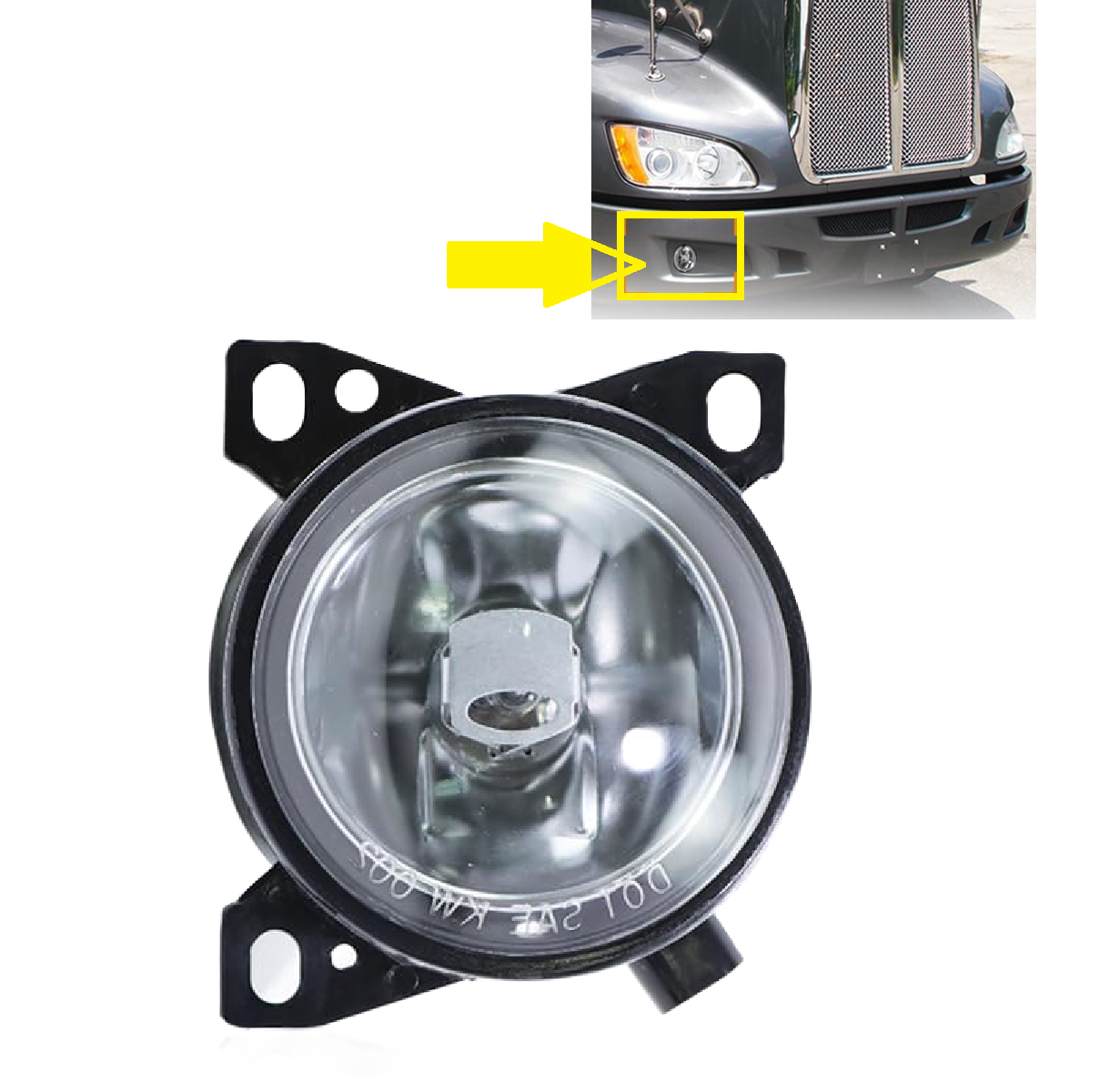Fog Lights Assembly for Kenworth T660 2008-2015, Clear Lens White Housing Fog Lamp