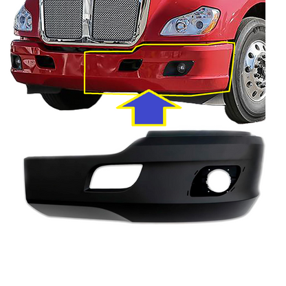 适用于 Kenworth T680 2013-2021 的黑色塑料前保险杠角件，带雾灯孔，驾驶员侧左侧/乘客侧右侧
