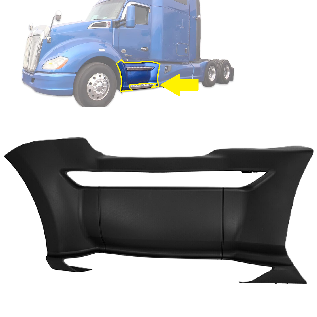 Kenworth T680 2013-2021 Front Step Fairing Panel Left Driver Side - Black