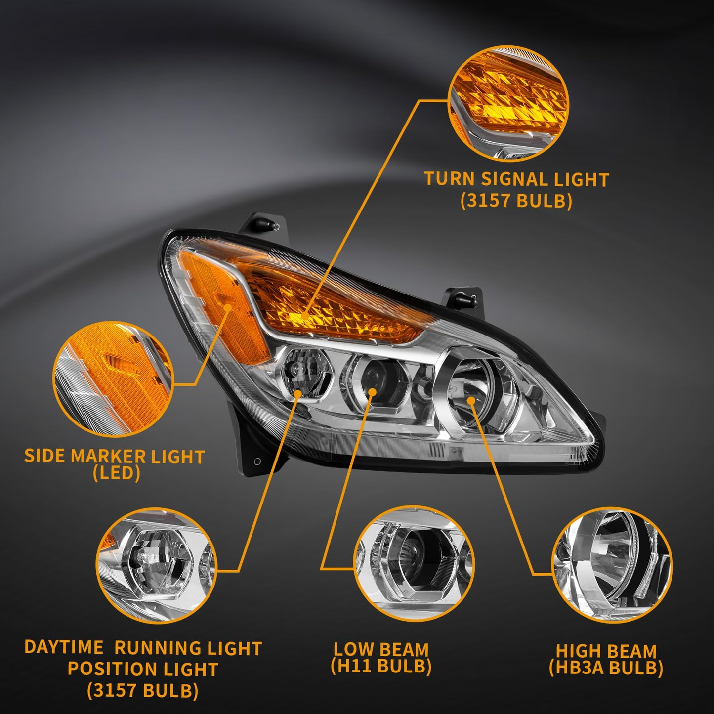 Kenworth T680 Next GEN 2022+ Performance Headlights Chrome