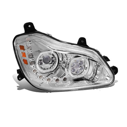 Kenworth T680 2013-2021 Full LED Headlight | Halo Rings Daytime Running Light Chrome Housing