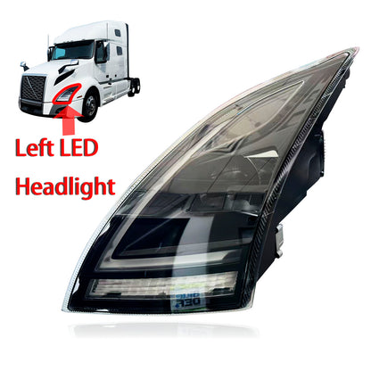 Volvo VNL / VNR 2018+ Black Reflective LED Headlight With DRL, Without LED Control Module