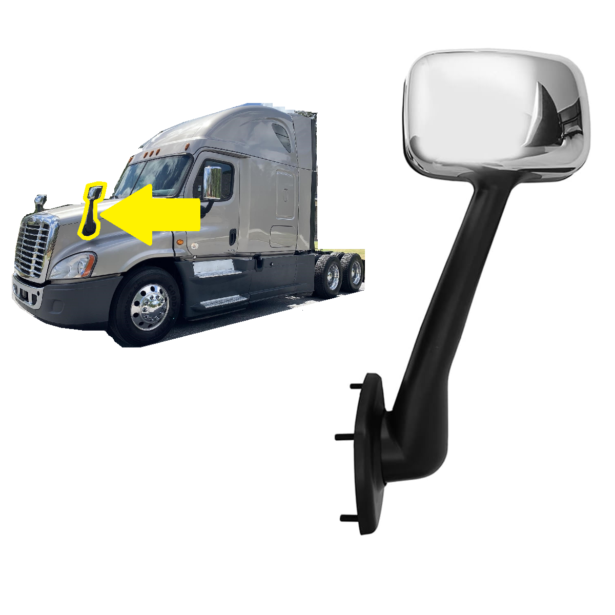 Freightliner Cascadia 2008-2017 Hood Mirror Chrome Left Driver Side FHM011C-D