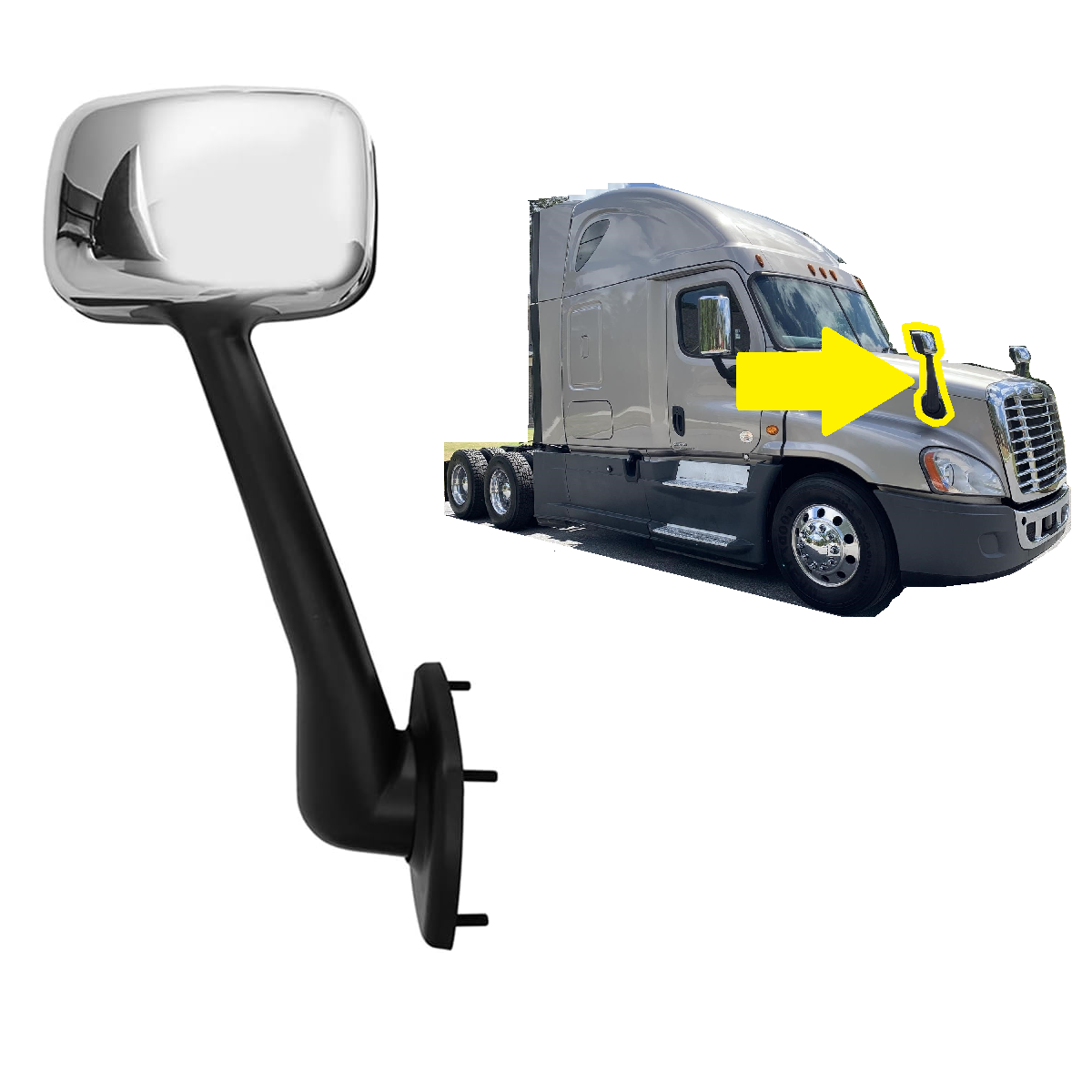 Freightliner Cascadia 2008-2017 Hood Mirror Right Passenger Side Chrome Cover FHM011C-P