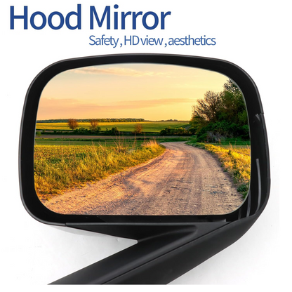 Freightliner Cascadia 2018+ Hood Mirror with Heated Glass, Black Cover | Right Passenger Side