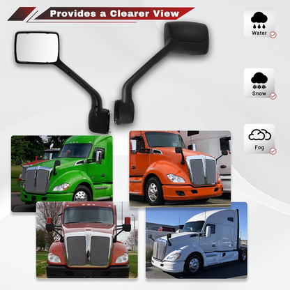 Kenworth T680 2013-2020 Peterbilt 579 2010-2017 Peterbilt 587 2010-2017 Hood Mirror Black Left Driver Side
