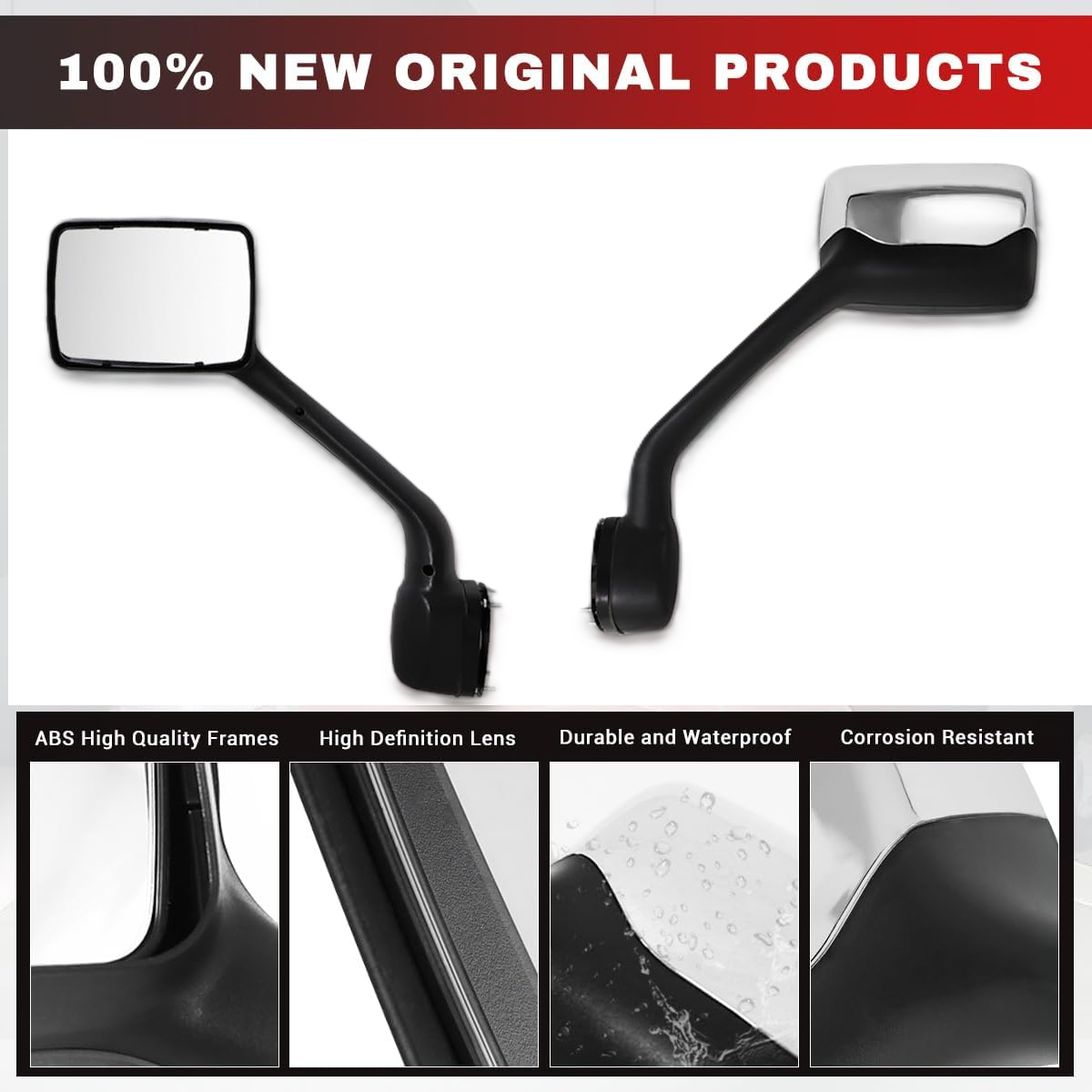 Kenworth T680 2013-2020  Peterbilt 579  2010-2017  Peterbilt 587  2010-2017  Hood Mirror Chrome Left Driver Side