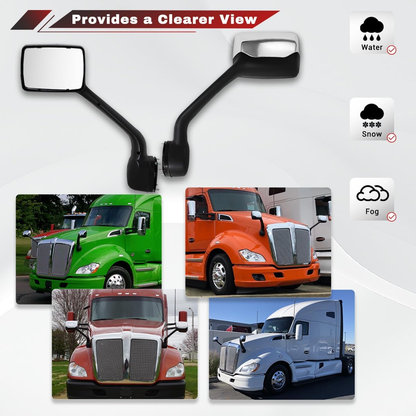 Kenworth T680 2013-2020  Peterbilt 579  2010-2017  Peterbilt 587  2010-2017  Hood Mirror Chrome Left Driver Side