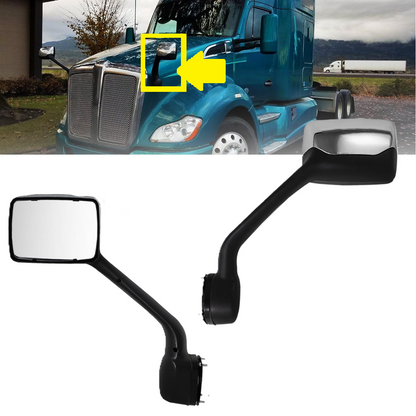 Kenworth T680 2013-2020  Peterbilt 579  2010-2017  Peterbilt 587  2010-2017  Hood Mirror Chrome Left Driver Side