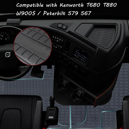 Kenworth T680/T880/W990`S&Peterbilt579/567 Truck Floor Mats 3PCS Latex/Black