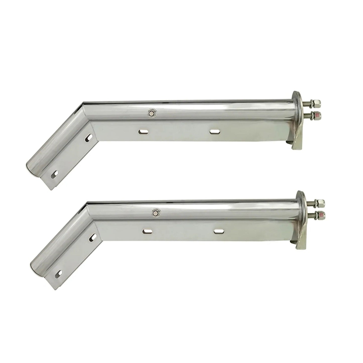 Chrome Angled Spring Loaded Mud Flap Hanger Bracket Set 1-1/8" Bolt Spacing 27.5" Length fit for Semi Trucks