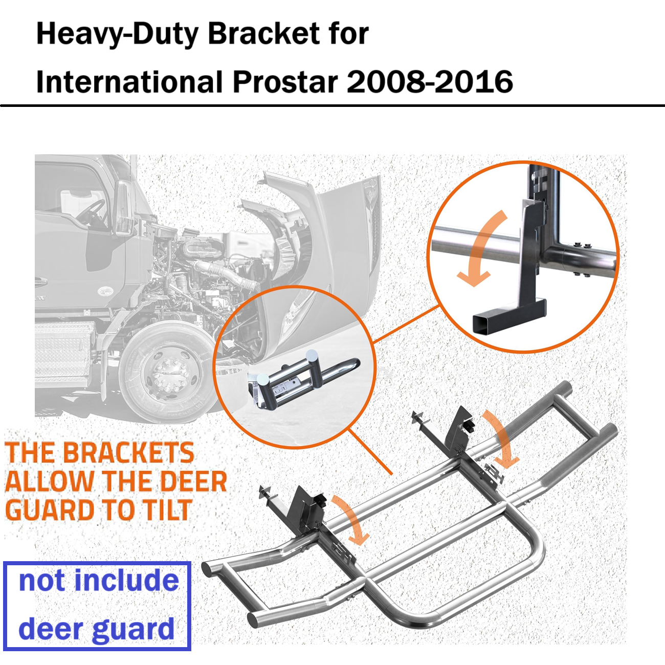 International Prostar 2008-Current Bumper Guard Mounting Bracket Set | Heavy-Duty All-Weather Front Bumper Bracket w/ Hardware Included to Attach Deer Guard for International Prostar 2008-2016