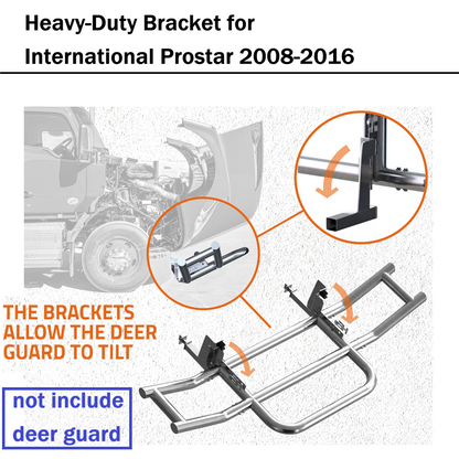 International Prostar 2008-Current Bumper Guard Mounting Bracket Set | Heavy-Duty All-Weather Front Bumper Bracket w/ Hardware Included to Attach Deer Guard for International Prostar 2008-2016