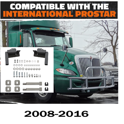 International Prostar 2008-Current Bumper Guard Mounting Bracket Set | Heavy-Duty All-Weather Front Bumper Bracket w/ Hardware Included to Attach Deer Guard for International Prostar 2008-2016