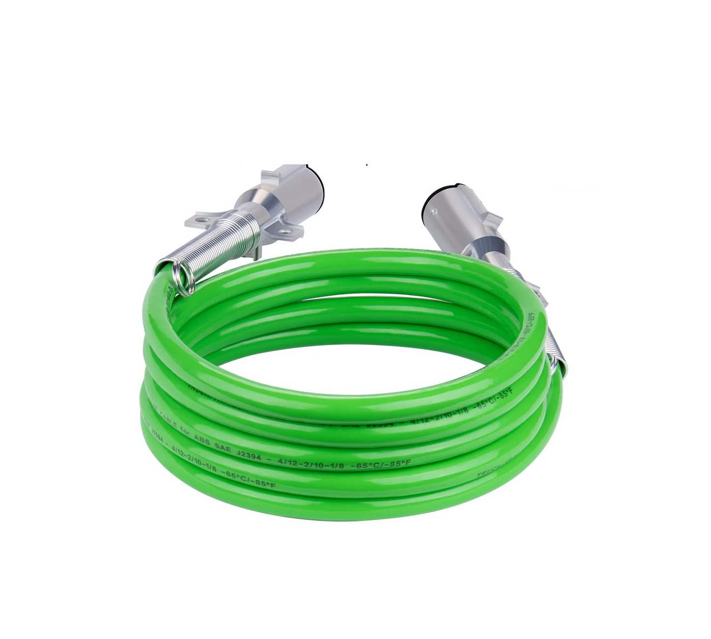 7-WAY TRUCK AND TRAILER ELECTRICAL STRAIGHT CABLE ABS DUTY GREEN 15FT