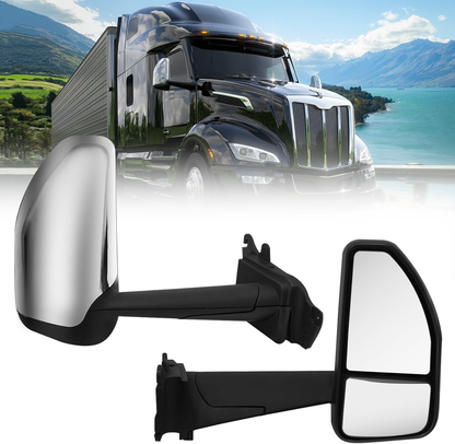 Peterbilt 579 2023+ Door Mirror with Motor & Heat | Chrome Cover