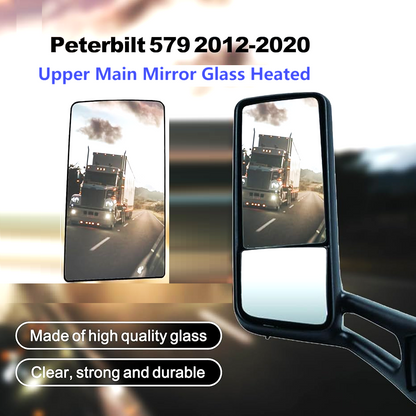 Replacement Upper Main Mirror Glass for Peterbilt 579 (2012-2020),  Heated Flat Mirror, High Reflective