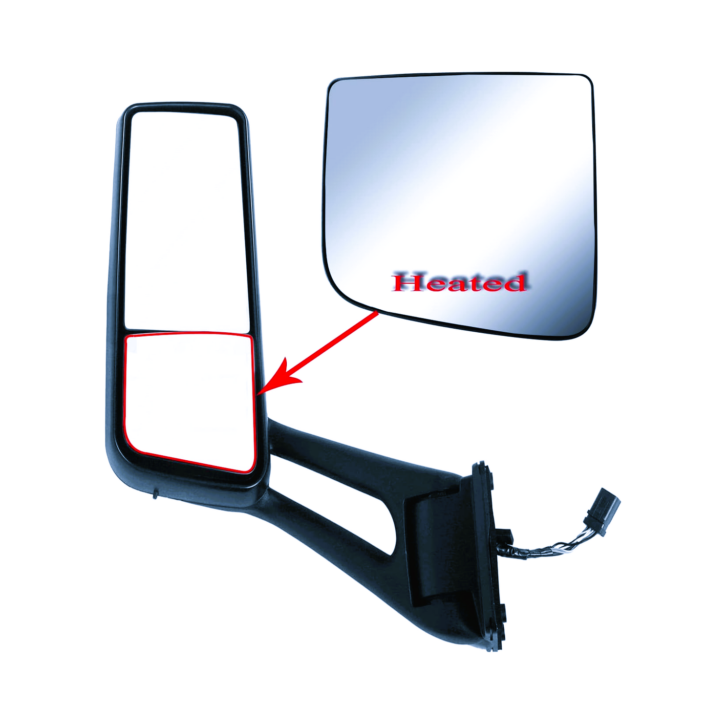 Peterbilt 579 587 2012-2020 Door Mirror Lower Convex Small Glass- Heated with Back Plate