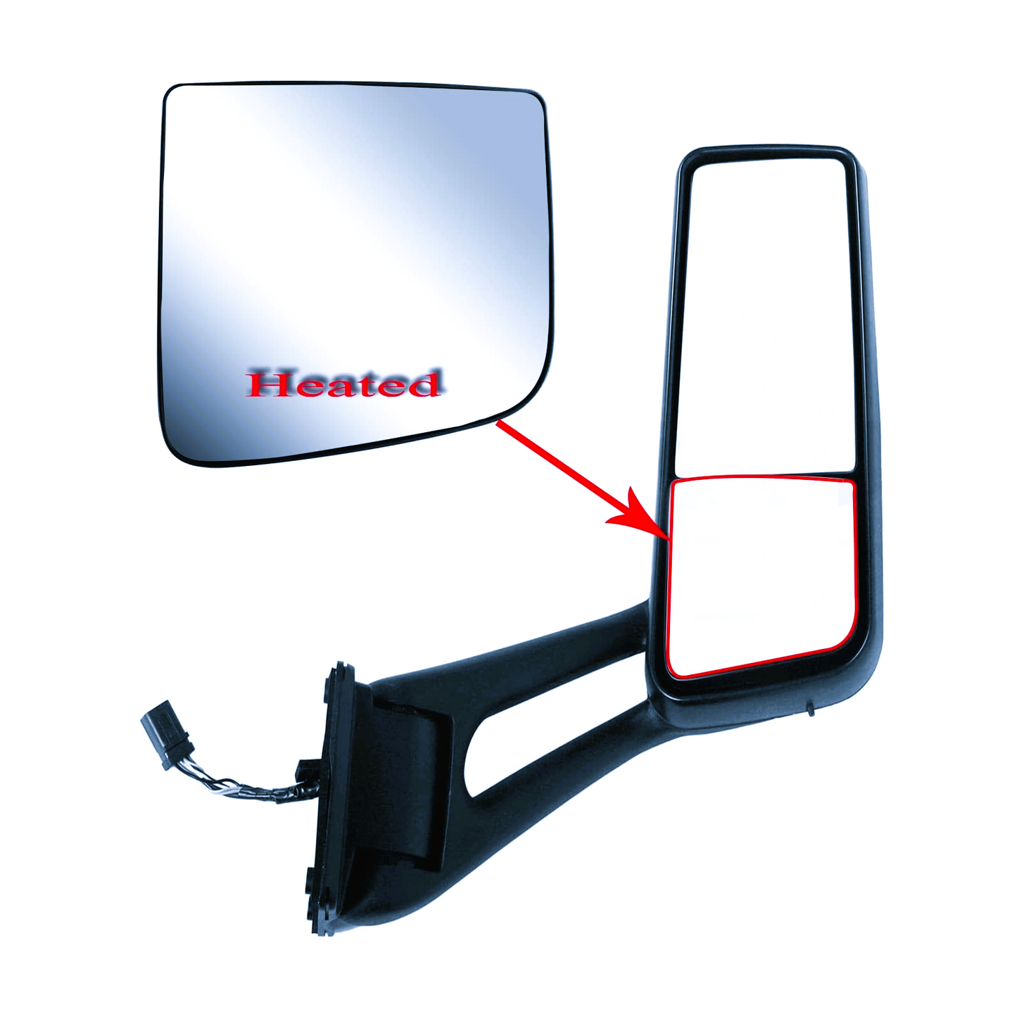 Peterbilt 579 587 2012-2020 Door Mirror Lower Convex Small Glass- Heated with Back Plate
