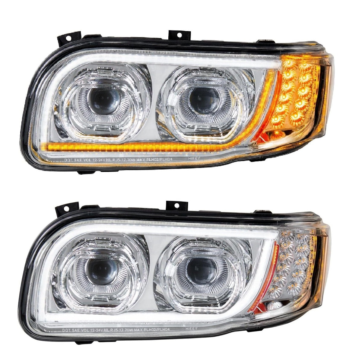 Peterbilt 388 389 2008-2018 Full LED Headlights Sequential Turn Signals Chrome 12V