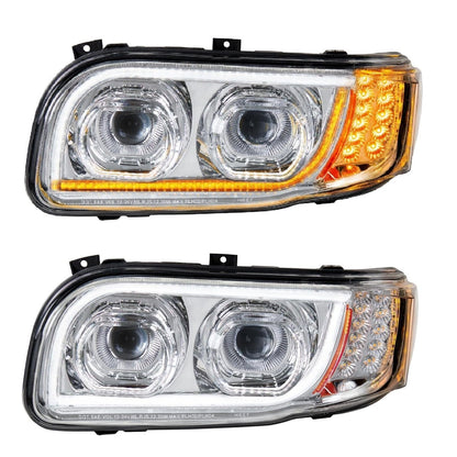 Peterbilt 388 389 2008-2018 Full LED Headlights Sequential Turn Signals Chrome 12V