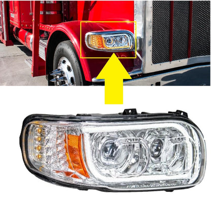 Peterbilt 388 389 2008-2018 Full LED Headlights Sequential Turn Signals Chrome 12V