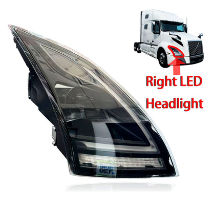 Volvo VNL / VNR 2018+ Black Reflective LED Headlight With DRL, Without LED Control Module