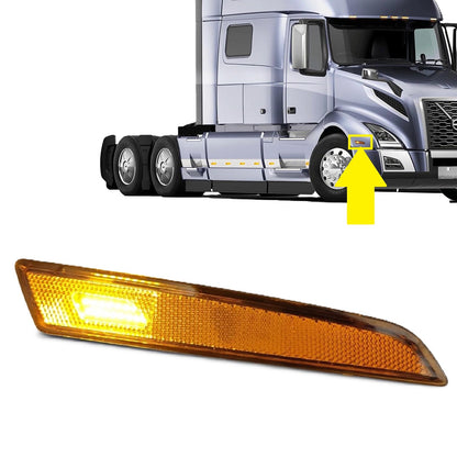 Volvo VNL 2018+ LED Side Marker Light - 12V Amber Reflex Lens