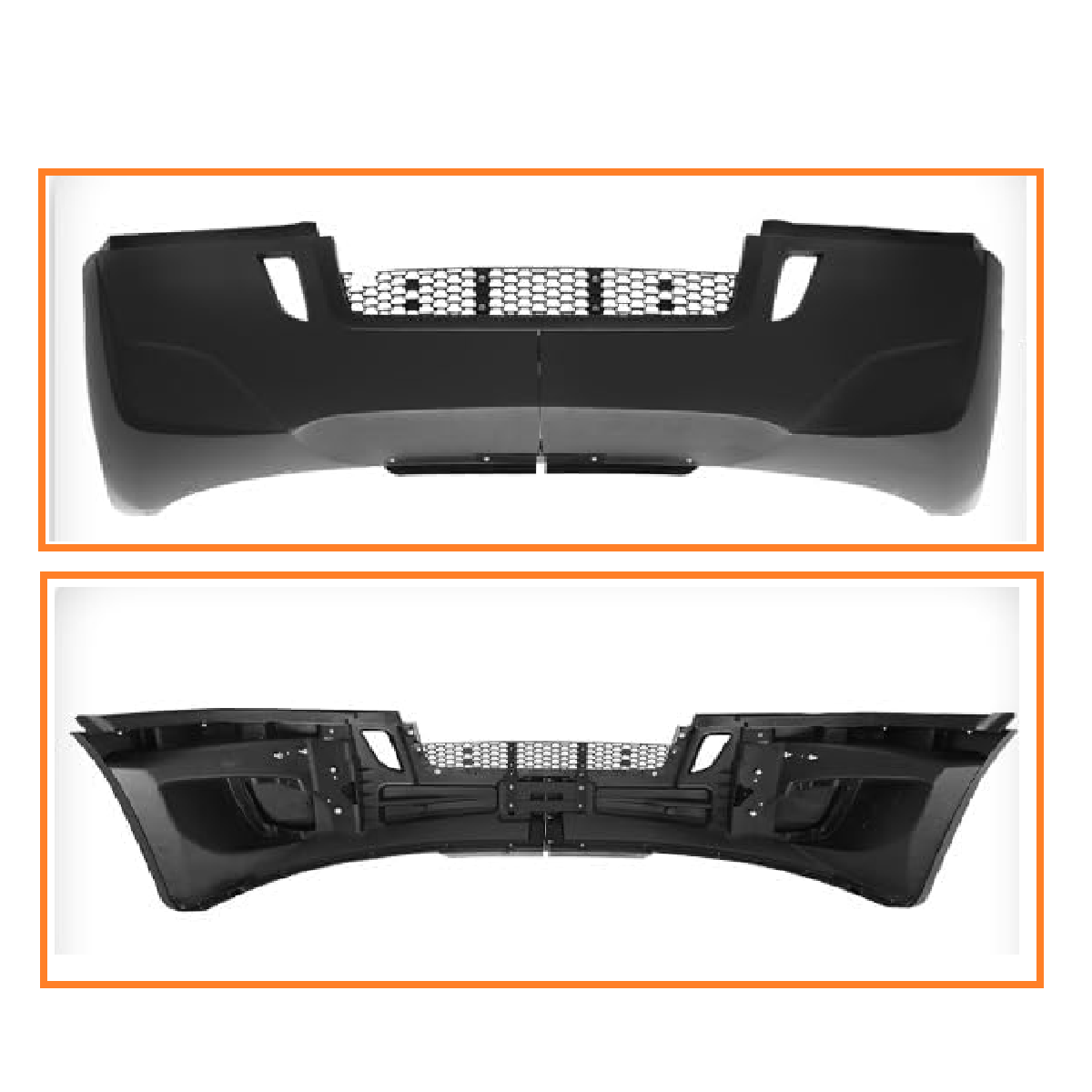 Freightliner Cascadia 2018+ Complete Front Bumper Black Trim Without Fog Lamp Hole