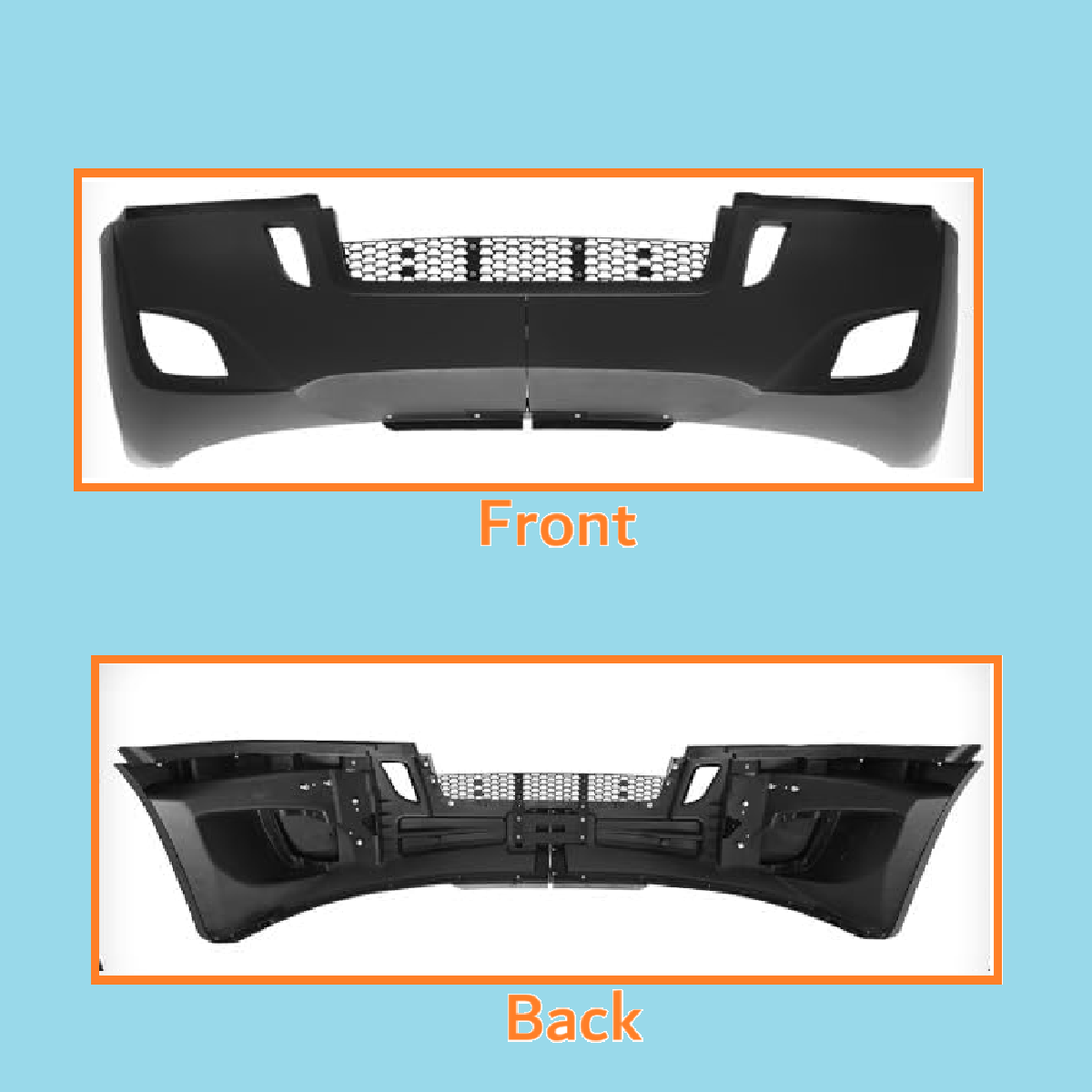 Freightliner Cascadia 2018+ Complete Front Bumper Black Trim With Fog Lamp Hole
