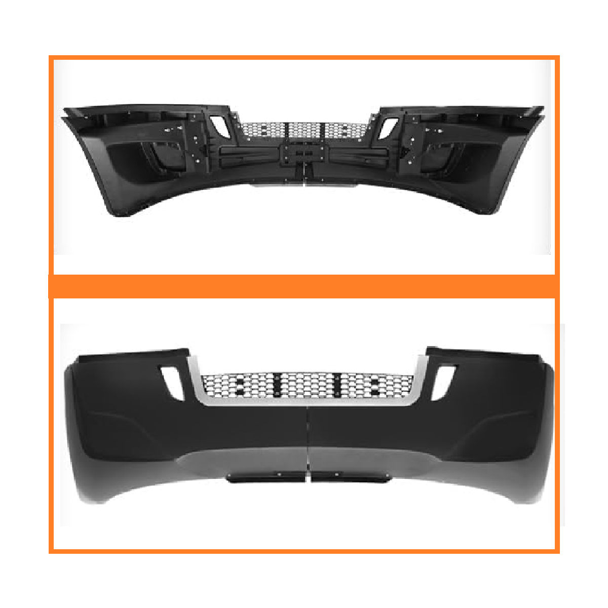 Freightliner Cascadia 2018+ Complete Front Bumper with Chrome Trim Without Fog Lamp Hole