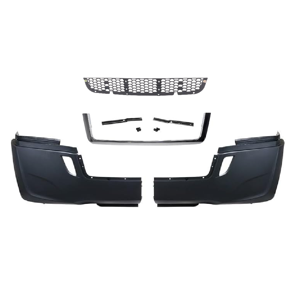 Freightliner Cascadia 2018+ Complete Front Bumper with Chrome Trim Without Fog Lamp Hole