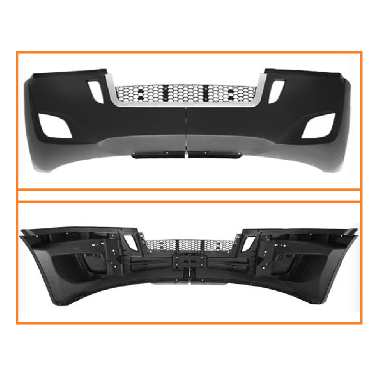 Freightliner Cascadia 2018+ Complete Front Bumper Chrome Trim with Fog Lamp Hole