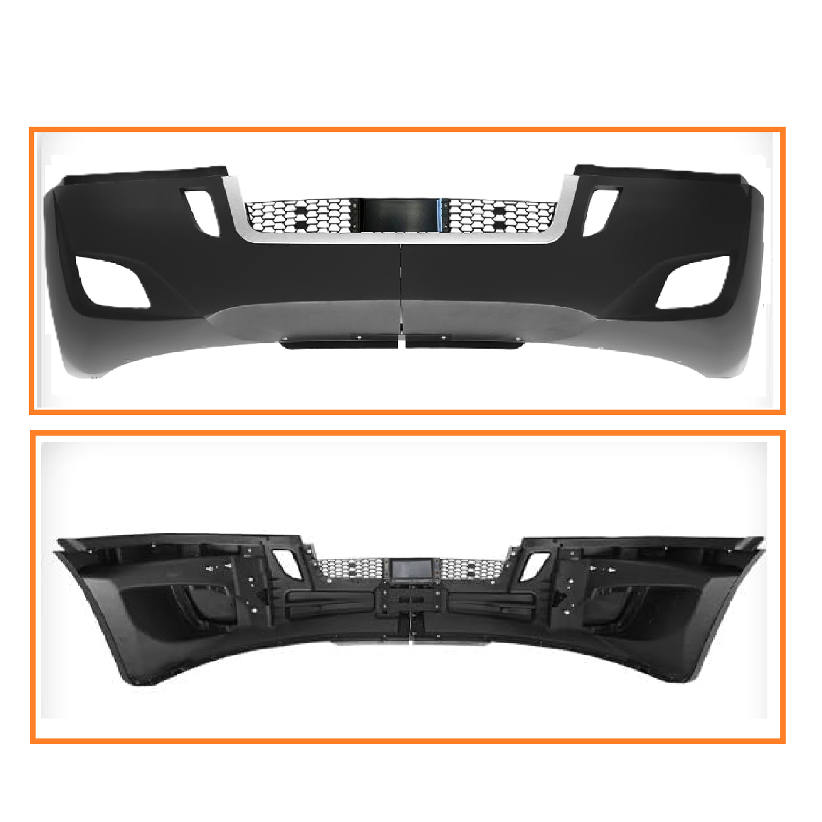 Freightliner Cascadia 2018-2025 Front Bumper, with CHROME Center TRIM, Radar Cover and Fog Light hole