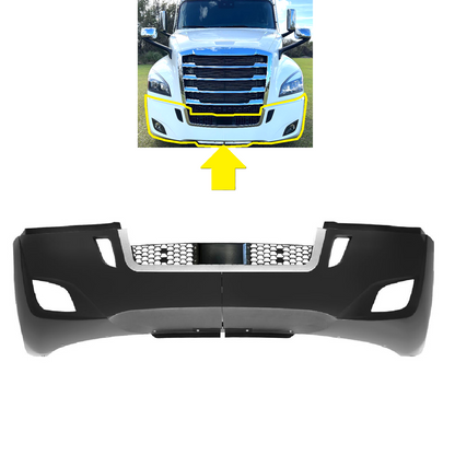 Freightliner Cascadia 2018-2025 Front Bumper, with CHROME Center TRIM, Radar Cover and Fog Light hole