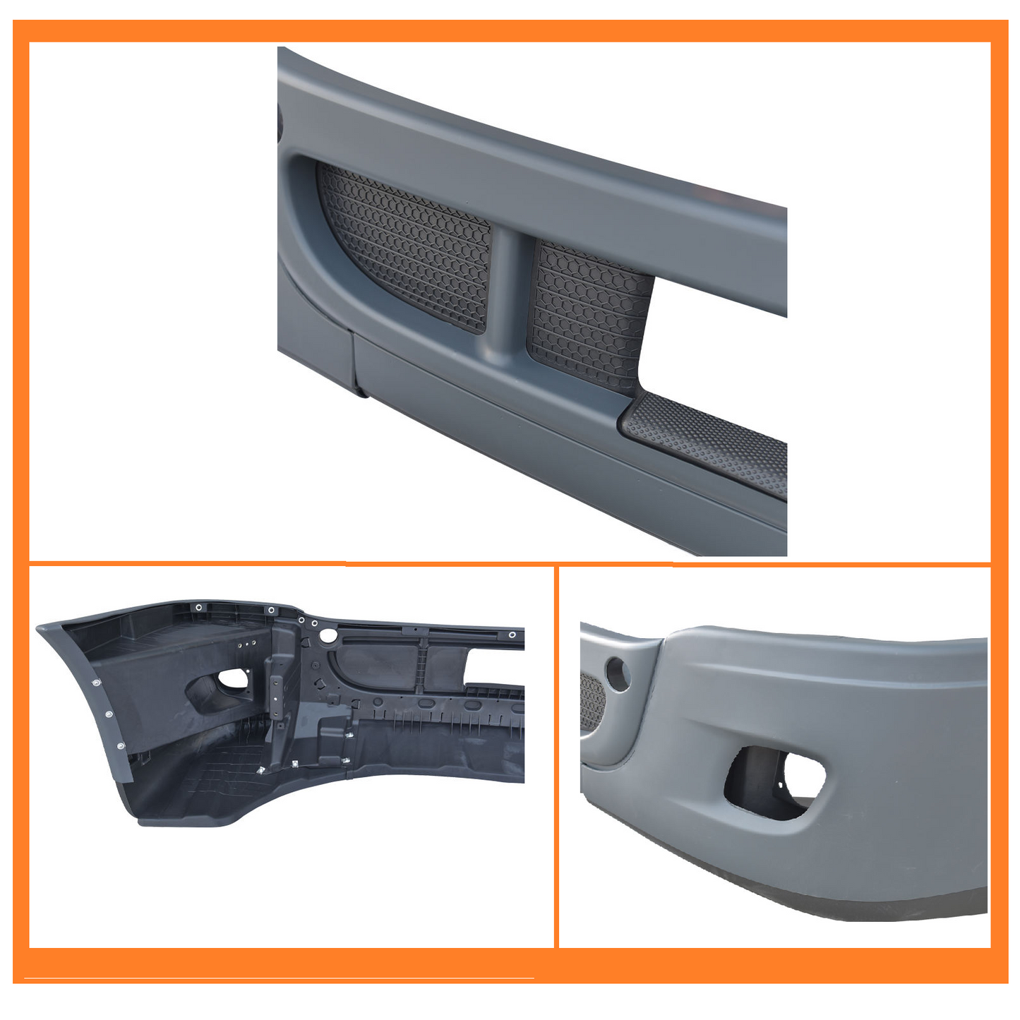 Freightliner Cascadia 2008-2017 Complete Front Bumper with Fog Lamp Hole, Black Trim Bumper