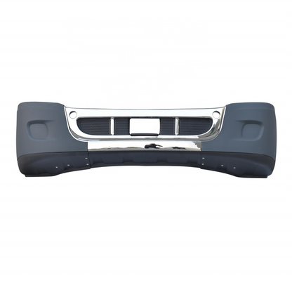 Freightliner Cascadia 2008-2017 Complete Front Bumper - Chrome Trim, Solid Design (No Fog Lamp Cutout)