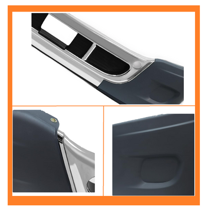 Freightliner Cascadia 2008-2017 Complete Front Bumper - Chrome Trim, Solid Design (No Fog Lamp Cutout)