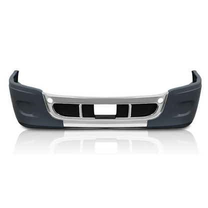 Freightliner Cascadia 2008-2017 Complete Front Bumper - Chrome Trim, Solid Design (No Fog Lamp Cutout)