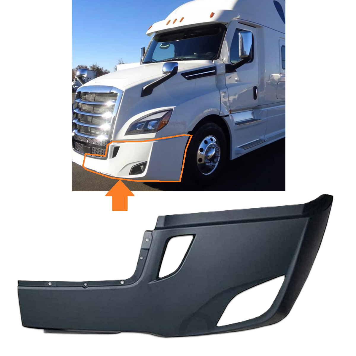 Freightliner Cascadia 2018-2024 bumper end COVER with fog light hole Left Driver Side