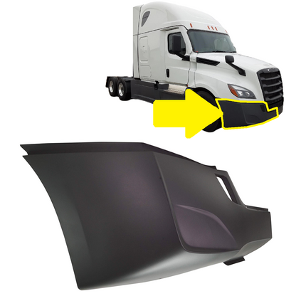 Freightliner Cascadia 2018-2024 bumper end Cover without fog light hole Right Passenger Side
