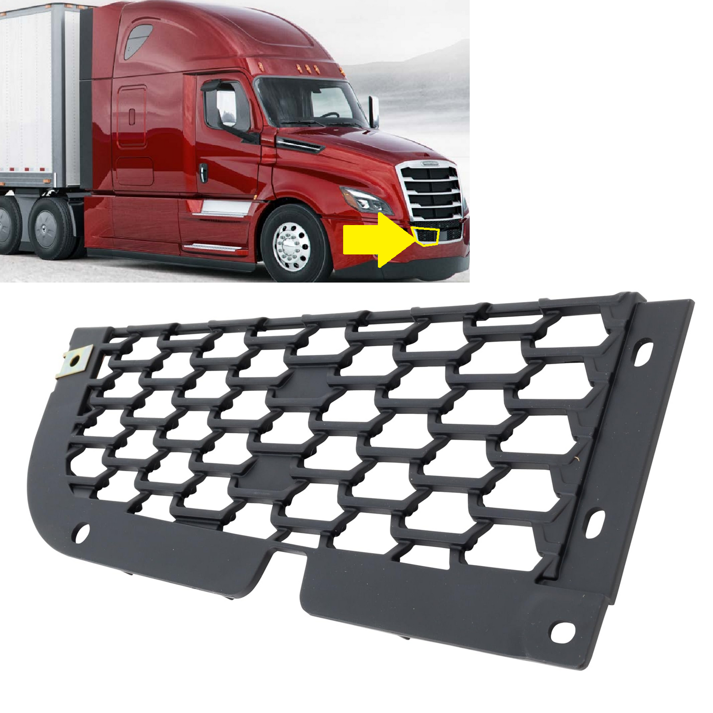 FREIGHTLINER CASCADIA 2018+ FRONT BUMPER CENTER GRILLE INSERT | GRAY | MESH