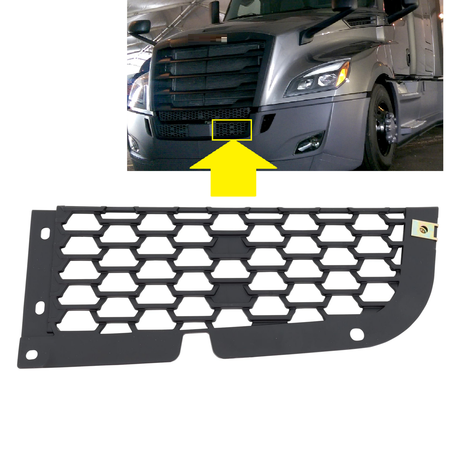 FREIGHTLINER CASCADIA 2018+ FRONT BUMPER CENTER GRILLE INSERT | GRAY | MESH