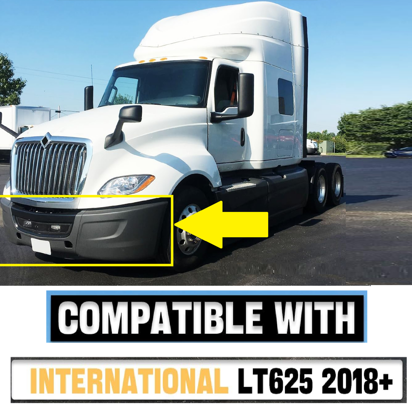 Bumper Assembly with Black Painted Center Trim For International LT625 2018+