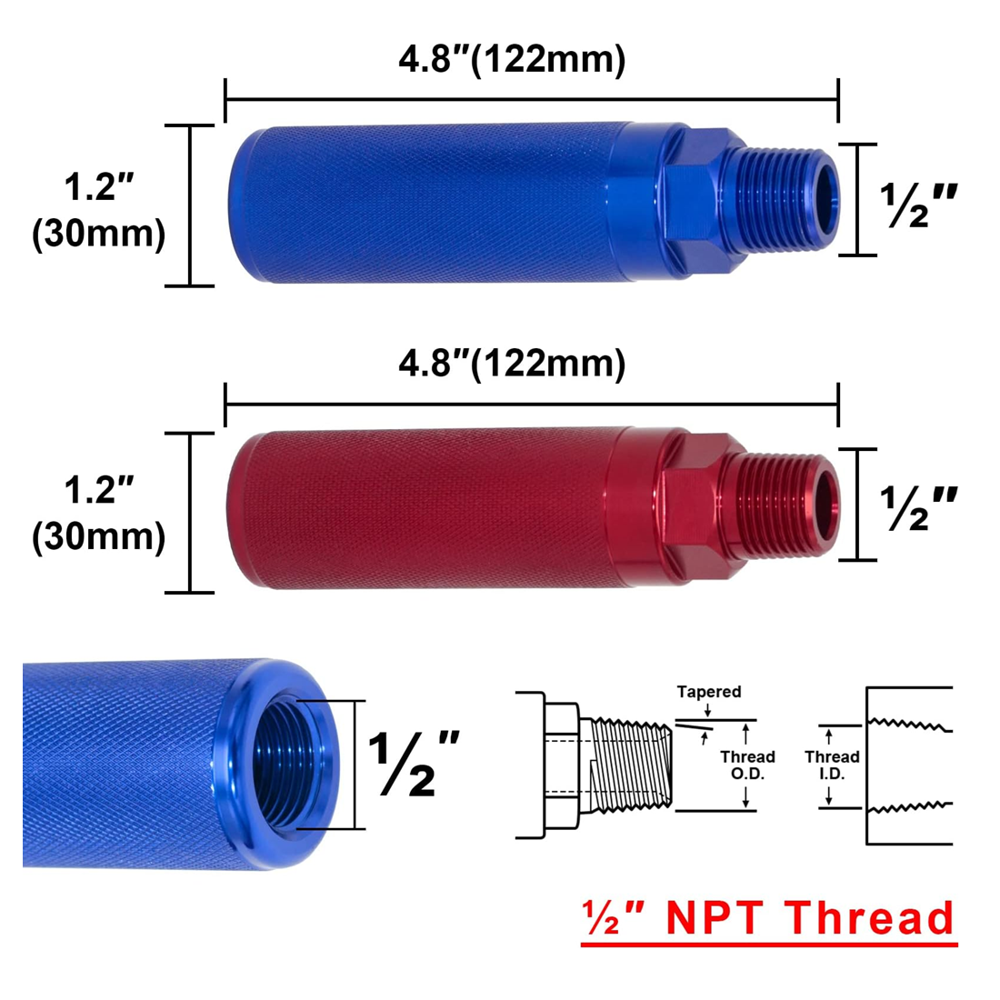 Glad Hand Handles Aluminum Gladhand Grips Glad Hand Extension Handle Set Red Blue for Semi Trucks and Trailers