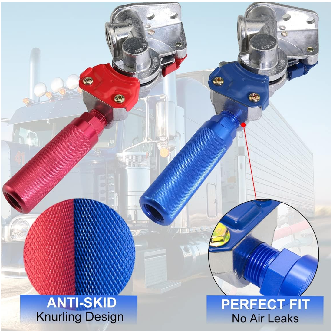 Glad Hand Handles Aluminum Gladhand Grips Glad Hand Extension Handle Set Red Blue for Semi Trucks and Trailers