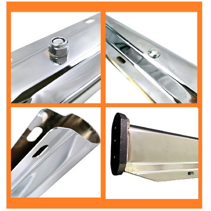 直式弹簧式挡泥板吊架，不锈钢材质，左右通用，尺寸为1.125英寸和2.5英寸，适用于半挂卡车和拖车。