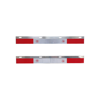 Mudflap Angled Aluminum Reflector Straight Conspicuity Kit Pair for Semi Truck, Trailer